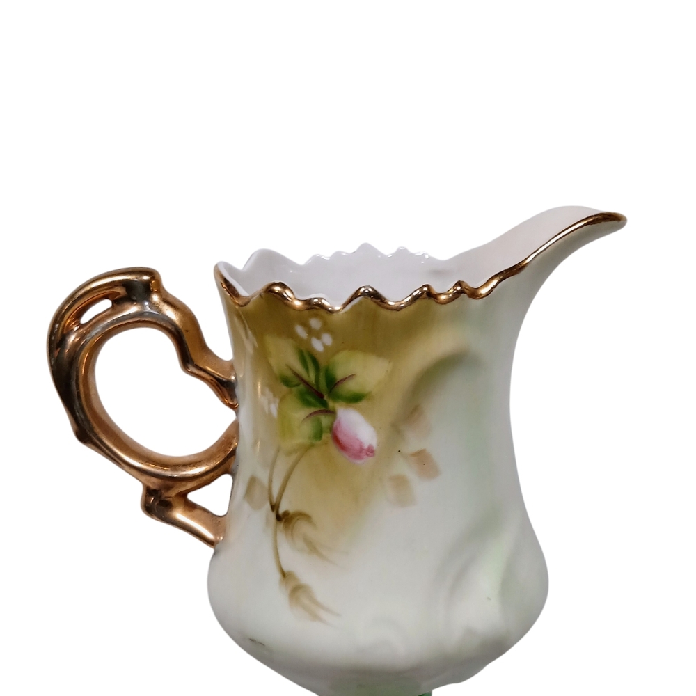 Lefton China Creamer 3 1/2 Inch Heritage Green Rose 3066 VTG - Picture 7 of 16
